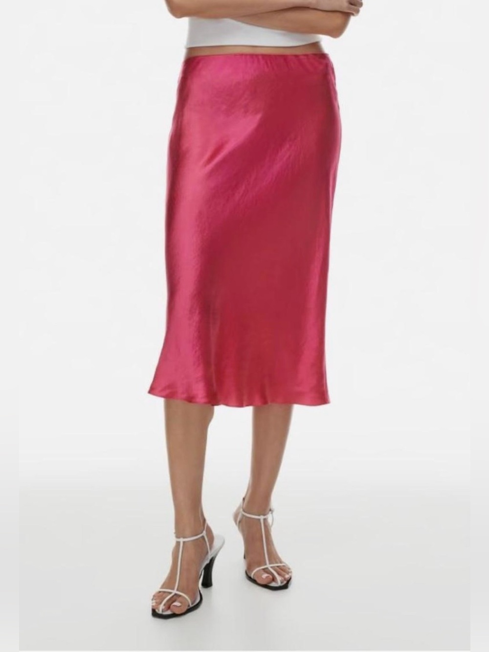 BABATON SATIN BIAS MIDI SKIRT SIZE 2 FUSCHIA PINK